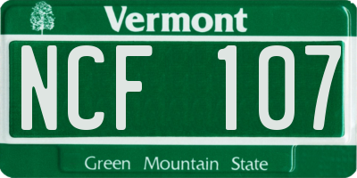 VT license plate NCF107