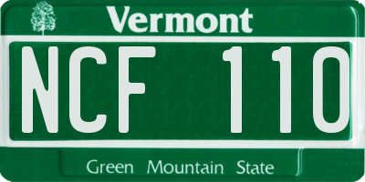 VT license plate NCF110