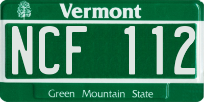 VT license plate NCF112