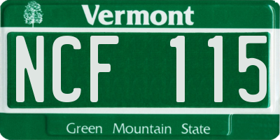 VT license plate NCF115