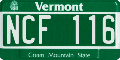 VT license plate NCF116