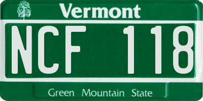 VT license plate NCF118