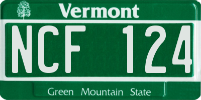 VT license plate NCF124