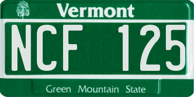 VT license plate NCF125