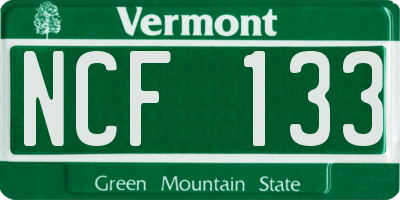 VT license plate NCF133