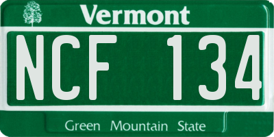 VT license plate NCF134