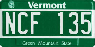 VT license plate NCF135