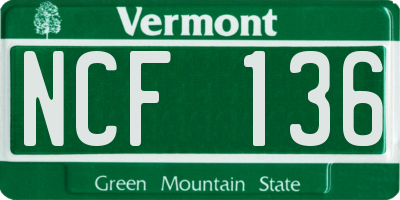 VT license plate NCF136