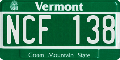 VT license plate NCF138