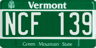 VT license plate NCF139