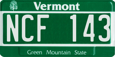 VT license plate NCF143