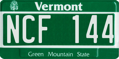 VT license plate NCF144
