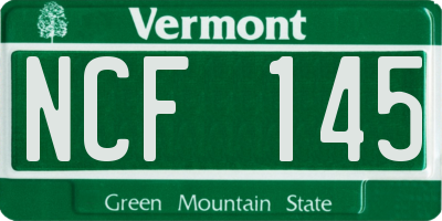 VT license plate NCF145