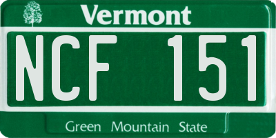VT license plate NCF151