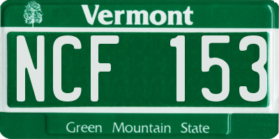 VT license plate NCF153