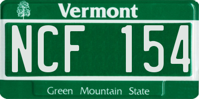 VT license plate NCF154