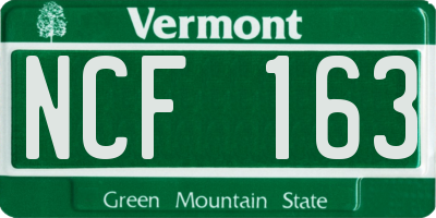 VT license plate NCF163
