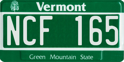 VT license plate NCF165