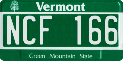 VT license plate NCF166