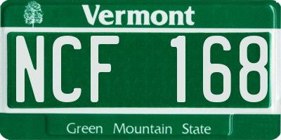 VT license plate NCF168