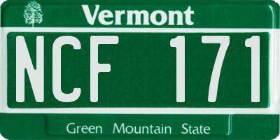 VT license plate NCF171