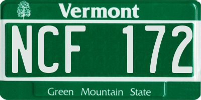 VT license plate NCF172