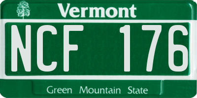 VT license plate NCF176