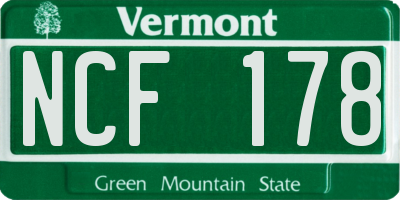 VT license plate NCF178