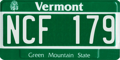 VT license plate NCF179
