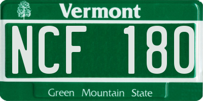 VT license plate NCF180