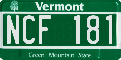 VT license plate NCF181