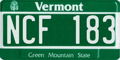 VT license plate NCF183