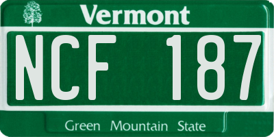 VT license plate NCF187