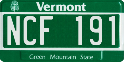 VT license plate NCF191