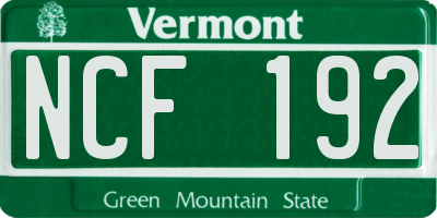 VT license plate NCF192