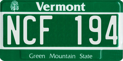 VT license plate NCF194