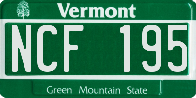 VT license plate NCF195