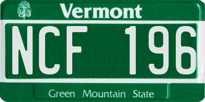 VT license plate NCF196