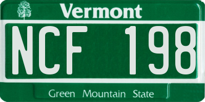 VT license plate NCF198