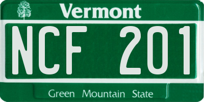 VT license plate NCF201