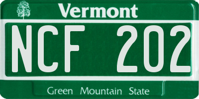 VT license plate NCF202