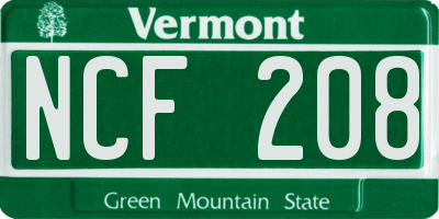 VT license plate NCF208
