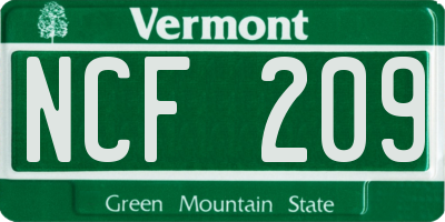 VT license plate NCF209