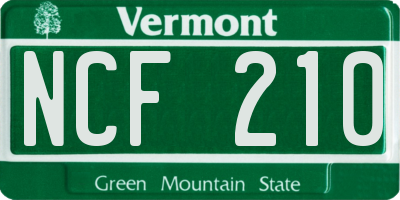 VT license plate NCF210