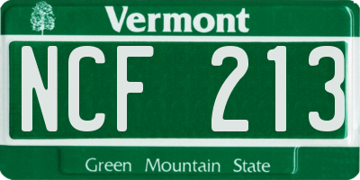 VT license plate NCF213