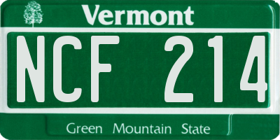 VT license plate NCF214