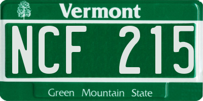 VT license plate NCF215