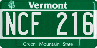 VT license plate NCF216
