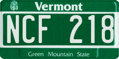 VT license plate NCF218