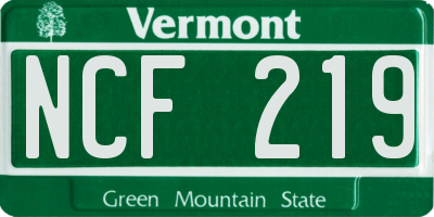 VT license plate NCF219